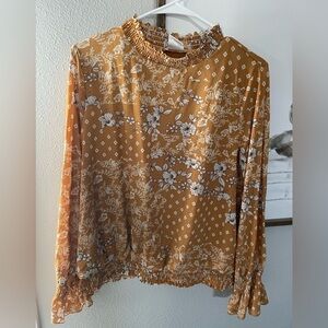 Luna mustard floral blouse